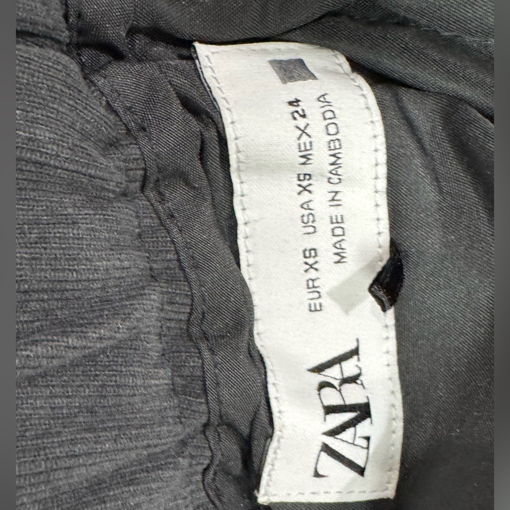 ZARA Charcoal Pull-On Casual Pants Relaxed Straight Leg Elastic Waist XS - Picture 12 of 15